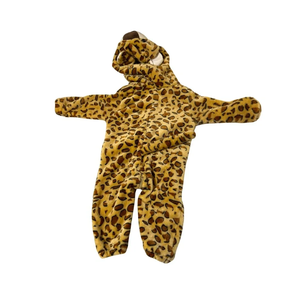 Baby Leopard Hoodie Zip Costume Size 70 6-12M Zoo Animal Party Warm Cozy Tail
